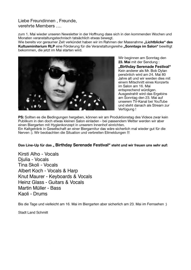 Text zum Bob Dylan Festival Kaiserslautern